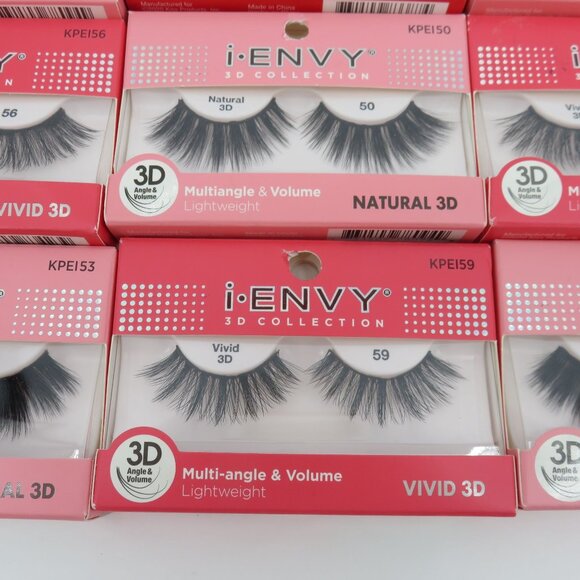 Lot of 28 I Envy by KISS 3D Collection Strip Eyelashes Black NO Adhesive NEW - Picture 9 of 13